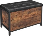 ZaZa Home opbergkist - Opbergbank - zitbank met opbergruimte- opbergkast - zitkist - vintage bruin 80x40x50