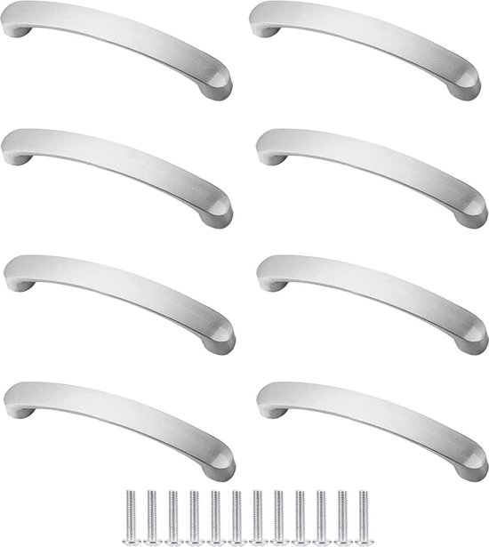 6 stuks handgrepen voor keukenkasten, lege geborstelde kastgrepen, handgrepen van roestvrij staal met schroeven, gatafstand 96 mm, voor kast, lade, kastdeur (110 mm