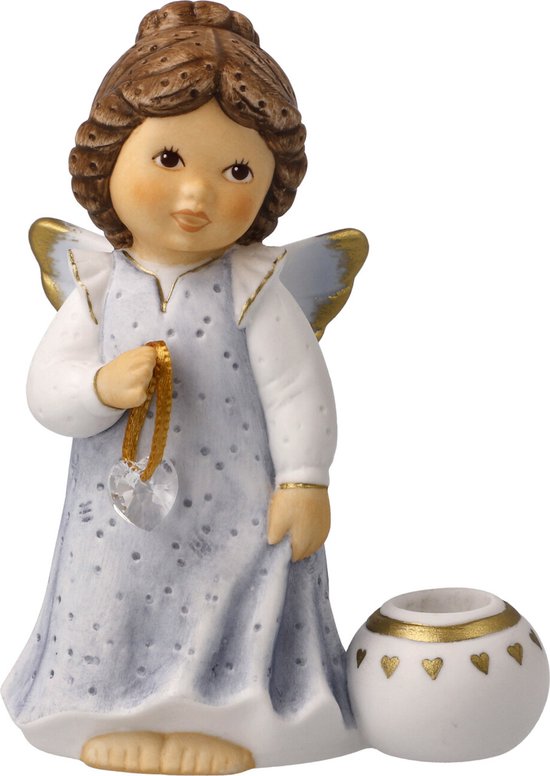 Goebel - Nina & Marco | Decoratief beeld / figuur Kaarshouder engel - liefje | Porselein - 10cm