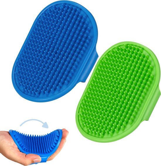 JAXY Brosse Chiens – Brosse Chats – Épilateur pour poils Animaux domestiques – Peigne pour chat – Épilateur pour poils d'animaux – Brosse lissante – Brosses Paarden – Brosses chat à poils courts – Poils de chat – Brosse pour chien – Blauw + Vert