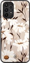 Samsung Galaxy A23 hoesje - In bloom - Bruin/beige - Hard Case TPU Zwart - Planten - Casimoda