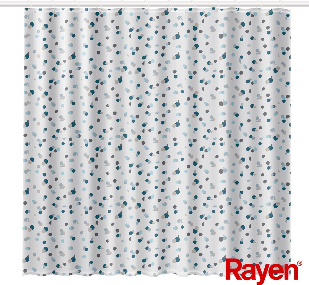 Rayen Douchegordijn 180x200 cm - Polyester - inc 12 ophangringen - versterkte ogen
