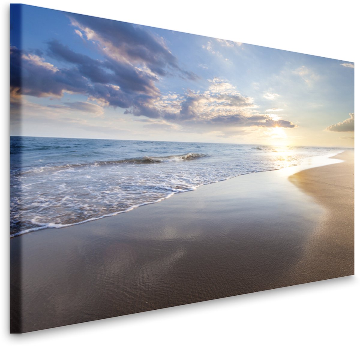 karo-art Schilderij - Zonsondergang op het strand III, scherp geprijsd, premium print in 2 maten, wanddecoratie, snel in huis Multikleur