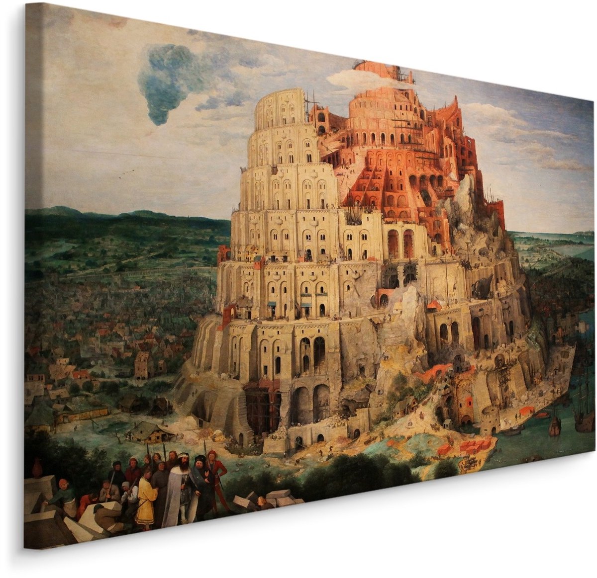 karo-art Schilderij - Pieter Bruegel, de Toren van Babel, reproductie, Premium Print Multikleur