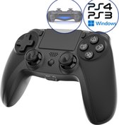 Controller geschikt voor Sony PlayStation 4 Wireless 4Pro Draadloze Controller V2 - Geschikt voor PS4 en PS3 - Draadloos - Zwart - Haptic Feedback - Speaker - Audio Jack Input - Touch Sensor - Dual Trilmotoren Draadloze Controller