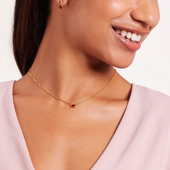 Lucardi - Clous d'oreille femme acier plaqué or rubis vintage - Boucles d'oreilles - Acier - Doré