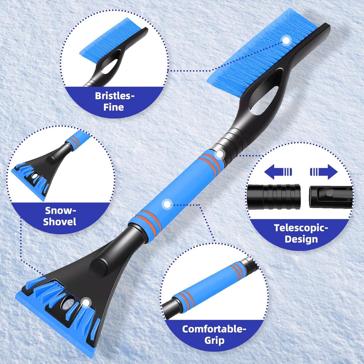 FlyHigh Ice scraper with broom black (black