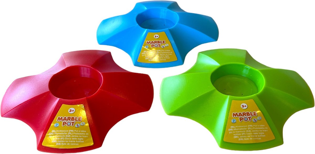 Knikkerpot - 3 kleuren - 3 Stuks - 18 x 18 x 2.5 cm - High5 Products