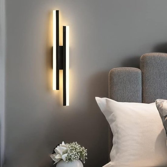 SHOP YOLO-muurlamp binnen-LED-16W Moderne Wandlamp 3000K Warm Licht-Acryl -Slaapkamer-HalTrap-Zwart