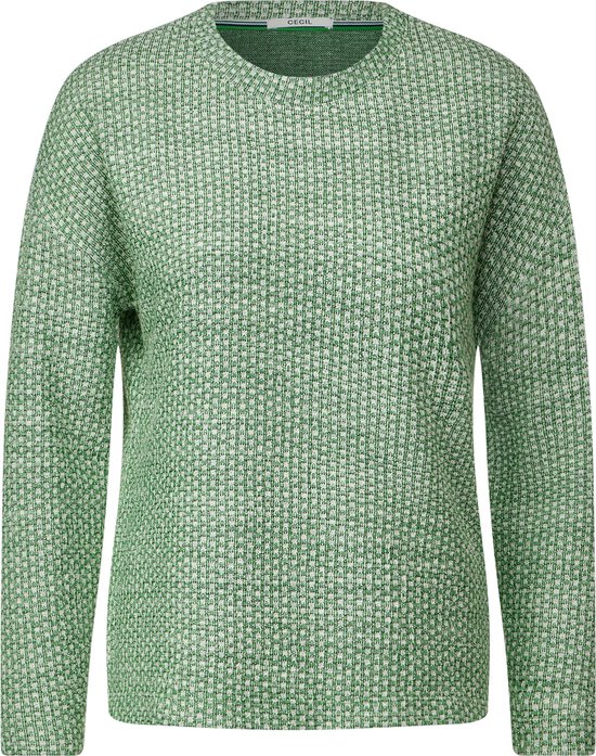 CECIL Boucle Shirt Dames T-shirt - celery groen - Maat XL