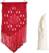 Handgemaakt macramé hangend wandkleed - handgeweven, boho-chic, Bohemian wanddecoratie voor woonkamer, wooncultuur rood