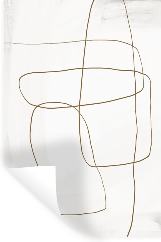 Stickers Stickers muraux - Marron - Wit - Minimalisme - Abstrait - 40x60 cm - Feuille adhésive