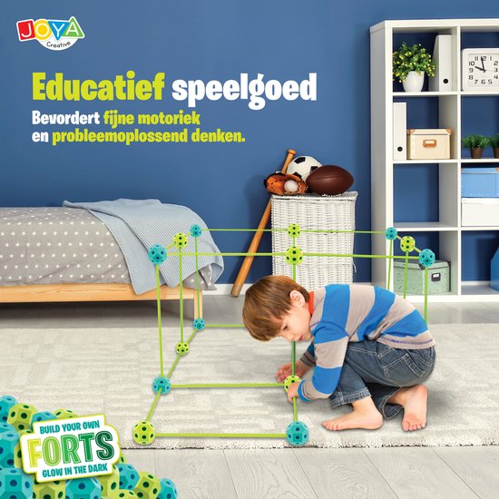 Joya Creative 130 pièces Construisez votre propre Fort - Jouets de construction Glow dans le noir - Convient pour l'intérieur et l'extérieur