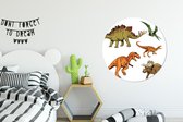 Wandcirkel kids - Kinder decoratie - Dinosaurus - Tekening - Kinderen - Jongens - Meiden - Schilderij kinderkamer - Muurcirkel kinderkamer - ⌀ 90 cm - Kunststof