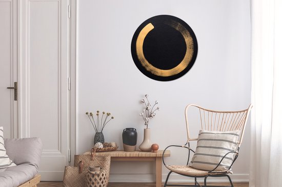 Cercle mural - Stickers muraux - Cercle de papier peint - Cercle doré sur fond foncé - 50 x 50 cm - Cercle mural - Autocollant - Sticker mural rond