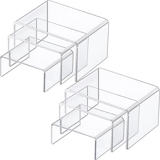 2 ensembles de contremarches d'affichage en acrylique transparent, lumières de vitrine d'étagère de contremarche d'affichage de bijoux