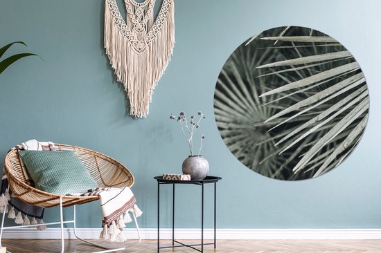 WallCircle® - Behangcirkel 120x120 cm - Muurstickers Bladeren - Groen - Palm - Muurcirkel woonkamer - Wandcirkel slaapkamer - Kamer decoratie zelfklevend - Muurdecoratie accessoires XXL