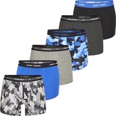 Happy Shorts Heren Boxershorts Trunks Camouflage Blauw/Grijs/Zwart 6-Pack - Maat M