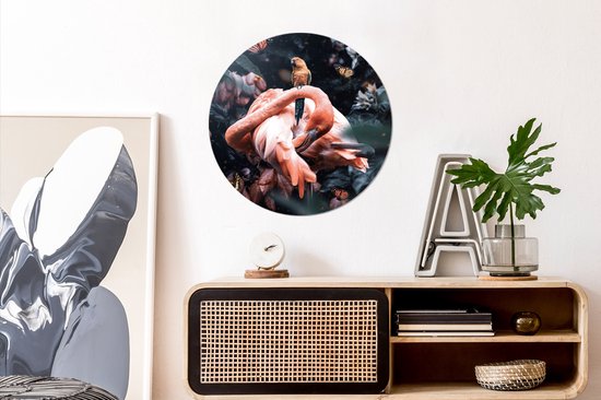 WallCircle - Cercle mural - Cercle mural - Plantes - Flamingo - Jungle - Aluminium - Dibond - ⌀ 60 cm - Intérieur et Extérieur