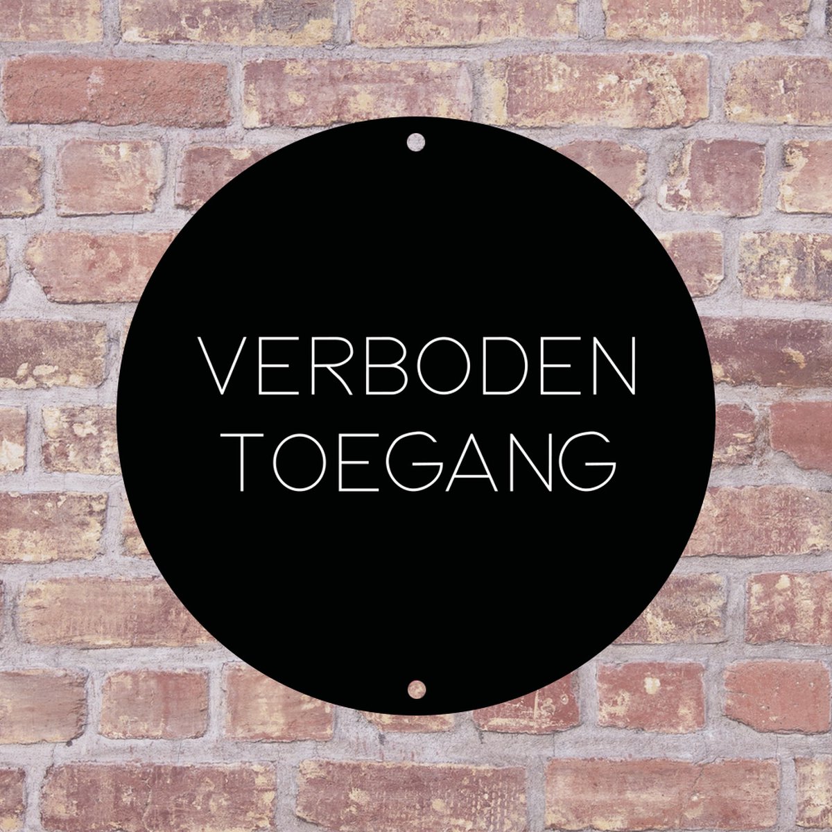 Label2X - Bordje Verboden toegang 15 x 15 cm - Wit met zwarte tekst - Boorgaatjes inclusief schroefjes - deurbord
