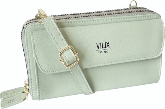 Vilix The Label - Sac Olivia - portefeuille et sac pour téléphone en un - végétalien - compact - Vert Menthe