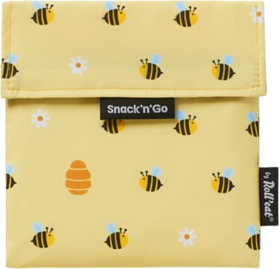 Roll'Eat Snack'n Go - Bee - Washable Snack Pouch - Reusable Food Pouch - Bee Design Pouch - Durable Snack Bag - Roll'Eat