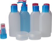 2x Reisflesjes Set Ocean Blue & Pretty Pink - Kunststof PE BPA-vrij - Navulbare Reisflesjes, Reisflacons Handbagage, Reisset Flesjes, Reisverpakking - Roze en Blauw - 2 Sets van 6