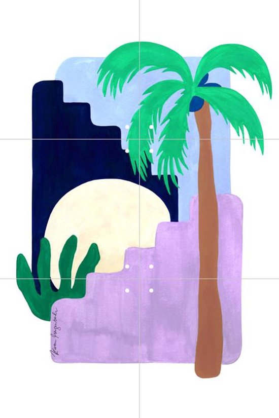 IXXI Coconut Palm and Moonlight - Wanddecoratie - Zomer - 40 x 60 cm
