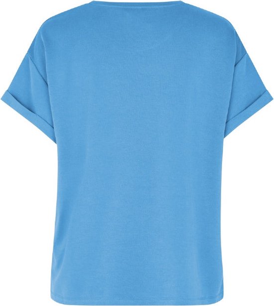 Lichtblauw basic T-shirt met omgeslagen mouw Amana - mbyM