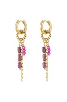 Boucles d'oreilles pendantes - violet/doré