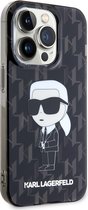 iPhone 15 Pro Max Backcase hoesje - Karl Lagerfeld - Effen Zwart - TPU (Zacht)
