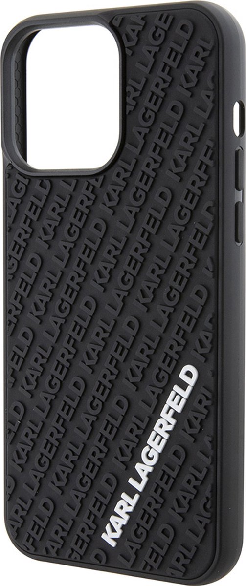 iPhone 15 Pro Max Backcase hoesje - Karl Lagerfeld - Effen Zwart - TPU (Zacht)