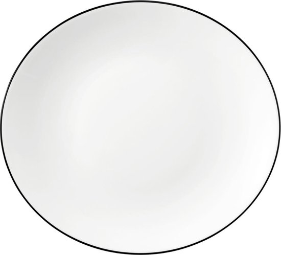 Bol Seltmann Weiden Lido 23 Cm - Porcelaine Blanche Avec Bord Noir - Lave-vaisselle Et Micro-ondes