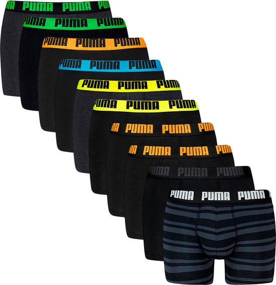 PUMA everyday 10P boxers stripe & solid zwart & grijs - S