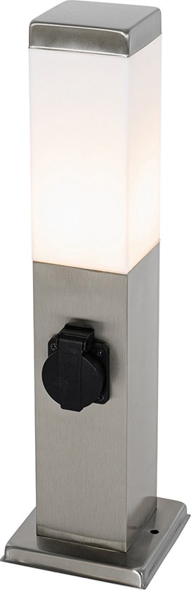 QAZQA malios - Moderne Buitenlamp met stopcontact - 1 lichts - H 450 mm - Staal - Buitenverlichting