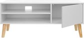 ZAZA Home lowboard de style scandinave, étagère TV, table TV, meuble TV, pour votre écran plat, consoles de jeux, salon, bureau, blanc
