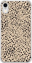 Casimoda® hoesje - Geschikt voor iPhone XR - Stippen bruin abstract - Shockproof case - Extra sterk - TPU/polycarbonaat - Bruin/beige, Transparant