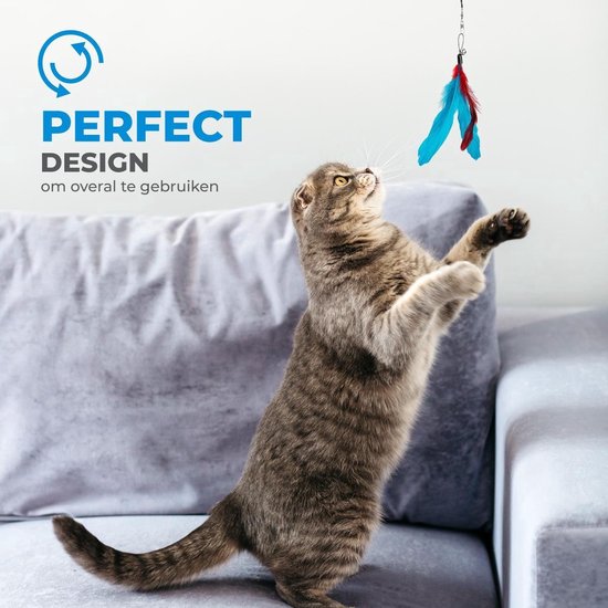2 Kattenhengels met 10 Speeltjes – Bewegende Kattenspeeltjes met Veren en Belletjes – Interactieve Kattenspeelgoed Voor Kittens – Cat Toys