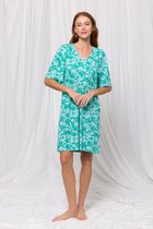 Lords & Lilies slaapkleed dames - blauw/groen met bloemenprint - 241-50-XDF-S/979 - maat S