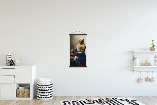 Affiche scolaire - La laitière - Peinture de Johannes Vermeer - 40x80 cm - Lattes noires