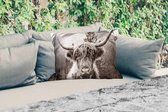 Buitenkussens - Tuin - Schotse hooglander - Dieren - Zwart - Wit - 50x30 cm