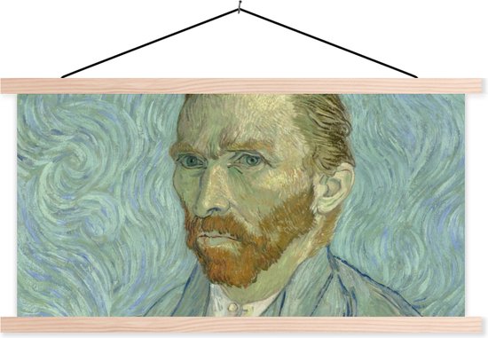 Posterhanger incl. Poster - Schoolplaat - Zelfportret - Vincent van Gogh - 150x75 cm - Blanke latten