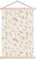 Posterhanger incl. Poster - Schoolplaat - Bloemen - Pastel - Planten - 60x90 cm - Blanke latten