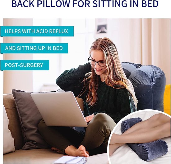 strusery Leeskussen voor volwassenen - rugsteunkussen voor bed met lendenkussen, zitkussen om te lezen, tv te kijken en te ontspannen (polyestergeel