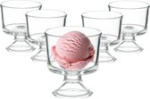 Vivalto Coupes glacées/Glaces/Plats à dessert - lot de 6 pièces - verre - 290 ml - sur pied - D9 cm/H10 cm