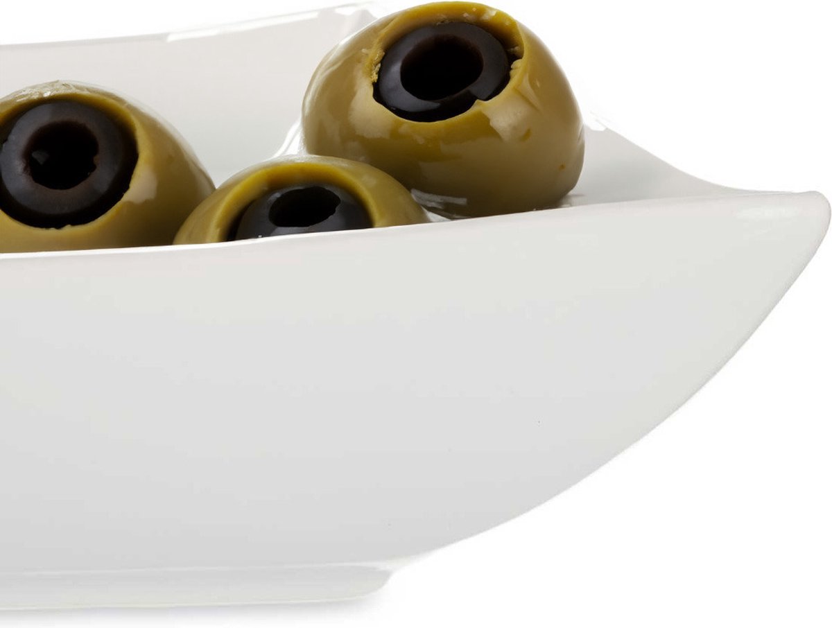 Vessia amuse kommetjes/serveer schaaltjes - set 6x stuks - wit - 12 x 12 x 4 cm - keuken/eettafel - keramiek