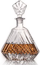 Glazen karaf met luchtdichte geometrische afdichting - Whiskykaraf voor wijn, Bourbon, cognac, sterke drank, sap, water, mondwater, loodvrij glas (650 ml)