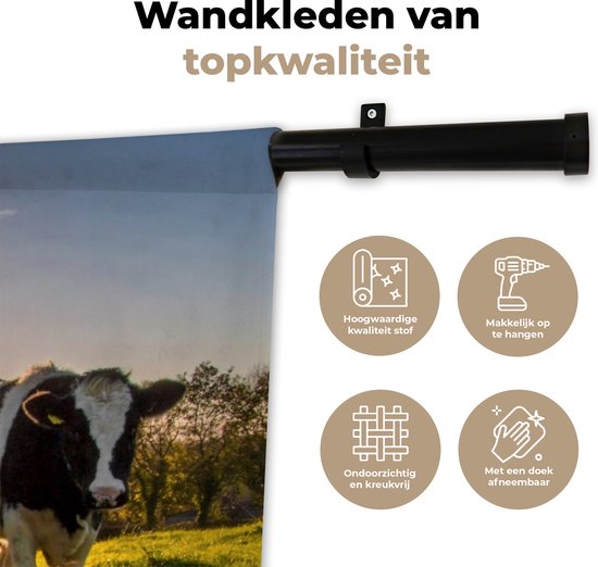 Tapisserie - Tapisserie - Vaches - Soleil - Herbe - Animaux - Ferme - 150x150 cm - Tapisserie