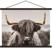Porte-affiche avec affiche - Affiche scolaire - Highlander écossais - Zwart - Wit - Or - 120x90 cm - Lattes noires