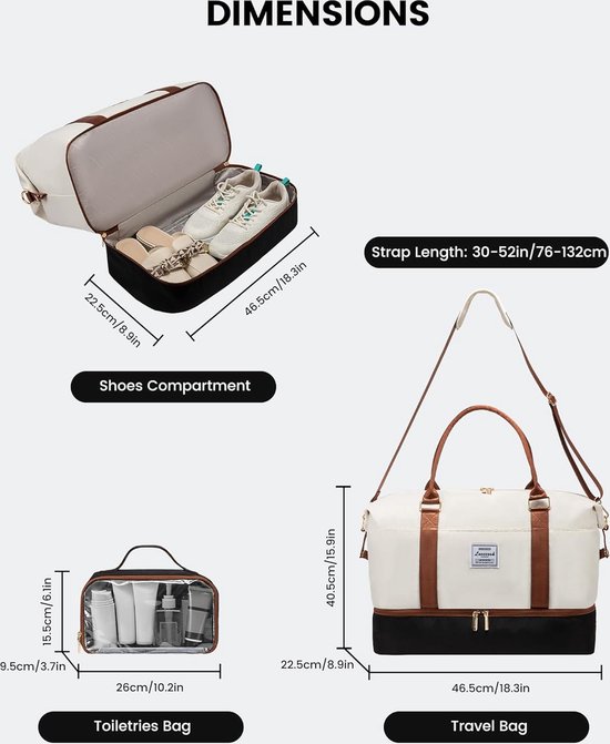 BAGSMART Sporttas voor dames, 24 l, weekendtas, waterafstotend, reistas, handbagage, Ck gymtas, ziekenhuistas, geboorte, ziekenhuistas met pvc, natte tas voor fitness, zwemmen, sauna, Donkerblauw